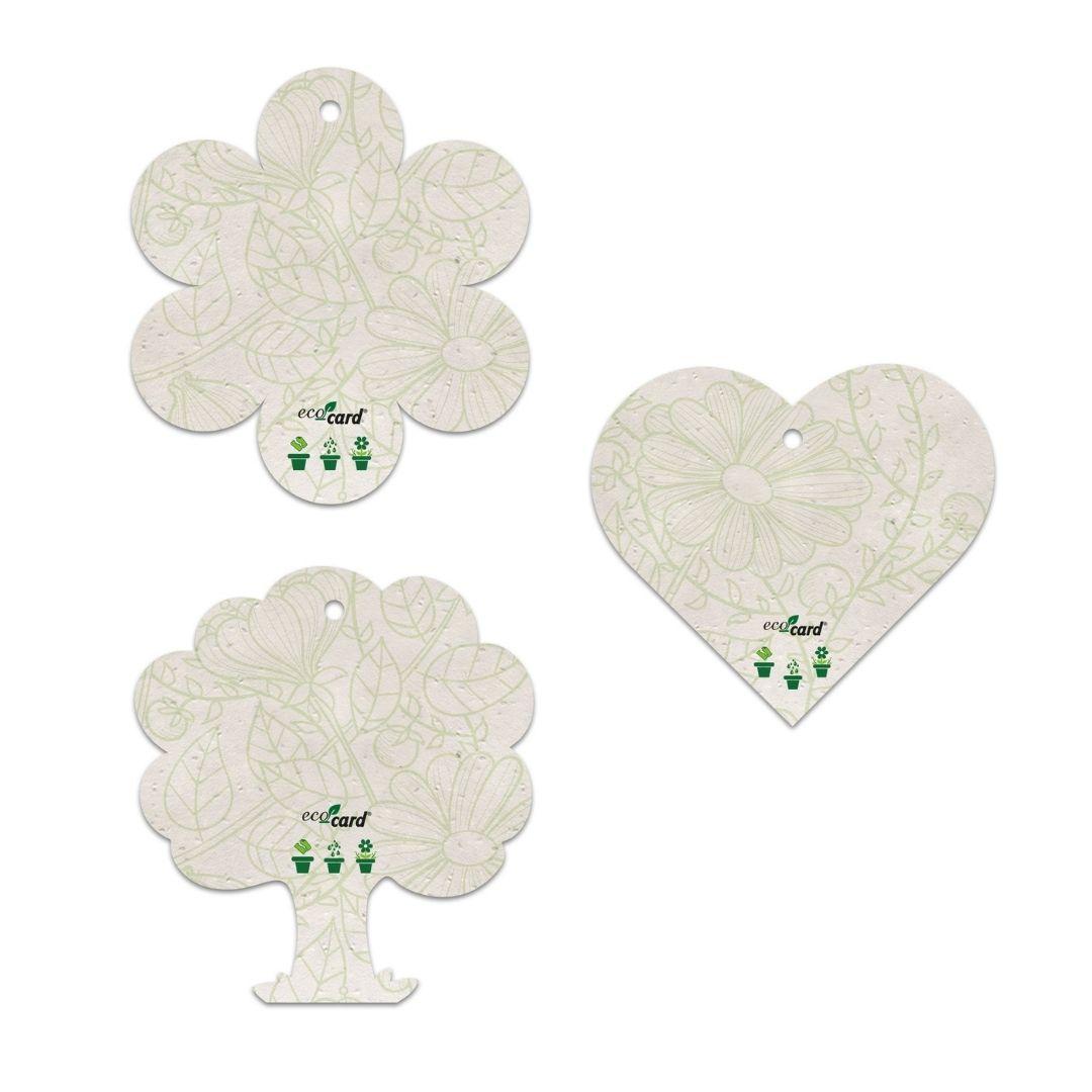 Biglietti sagomati piantabili in carta con semi eco-card Bracciali Eco-Card
